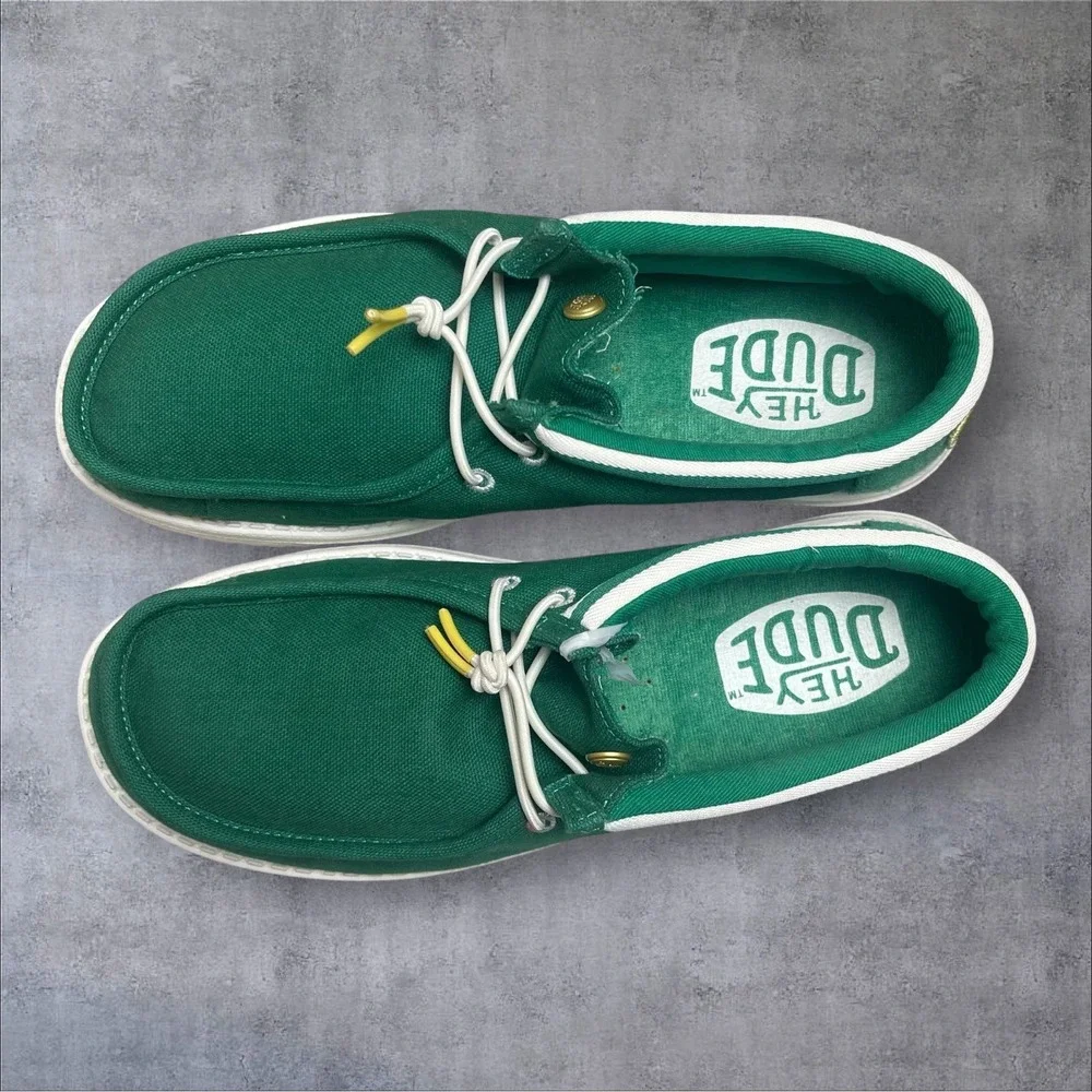 Hey Dude Wally Fairway Pine Green Mens 8 Loafers Casual Slip On Comfort Shoes